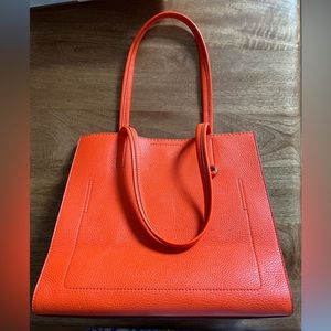 Banana Republic Orange Tote Pebbled Leather and Suede